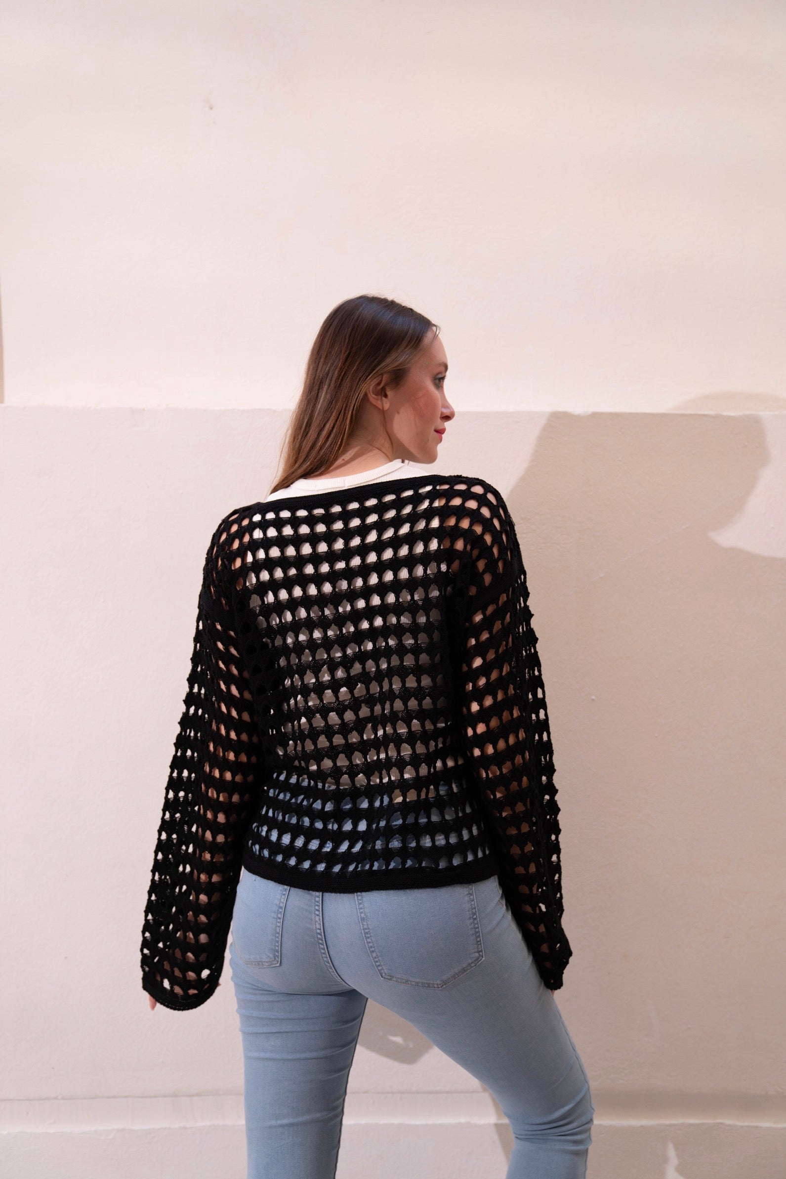 Gumus Black Mesh Blouse