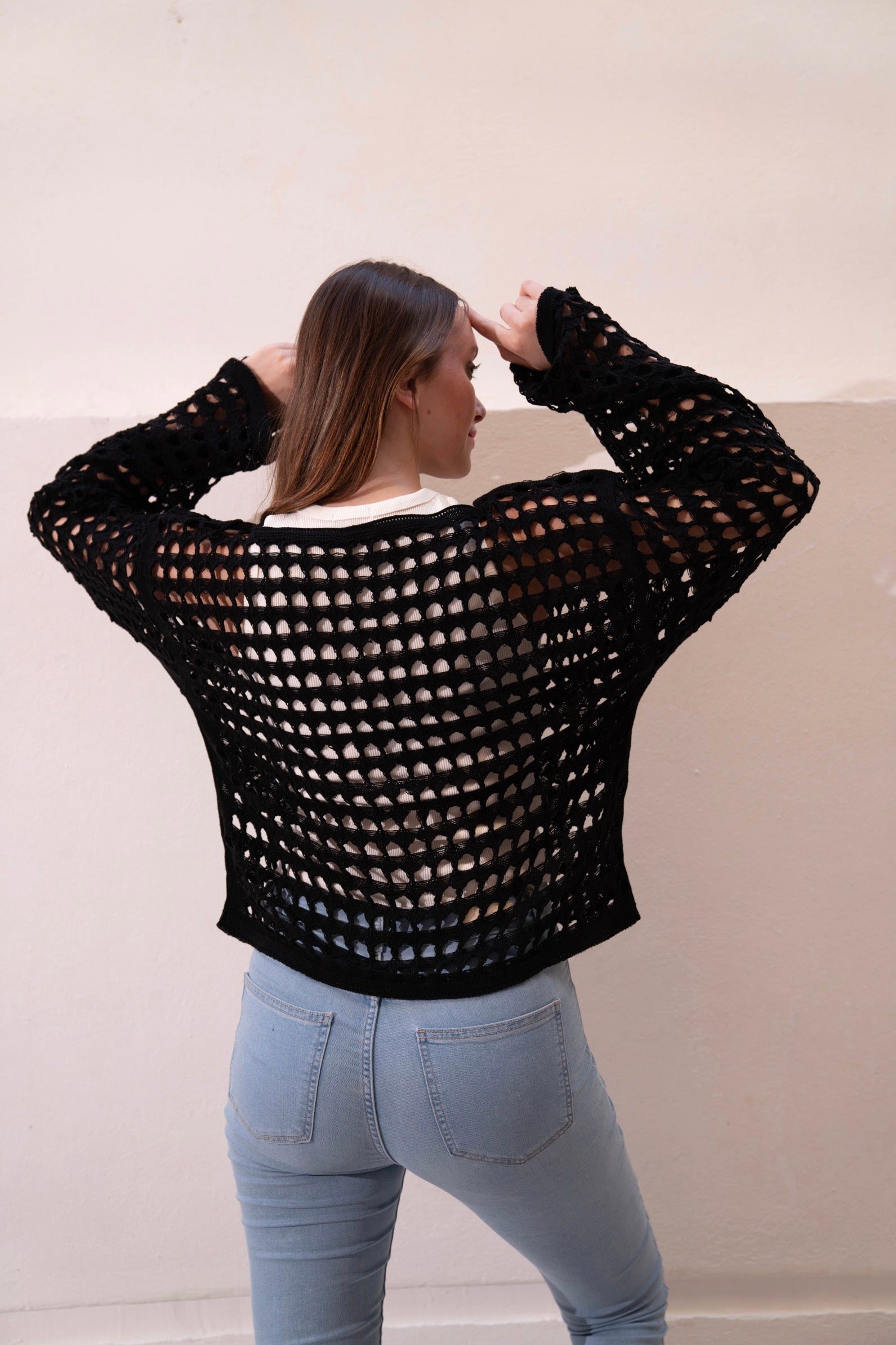 Gumus Black Mesh Blouse