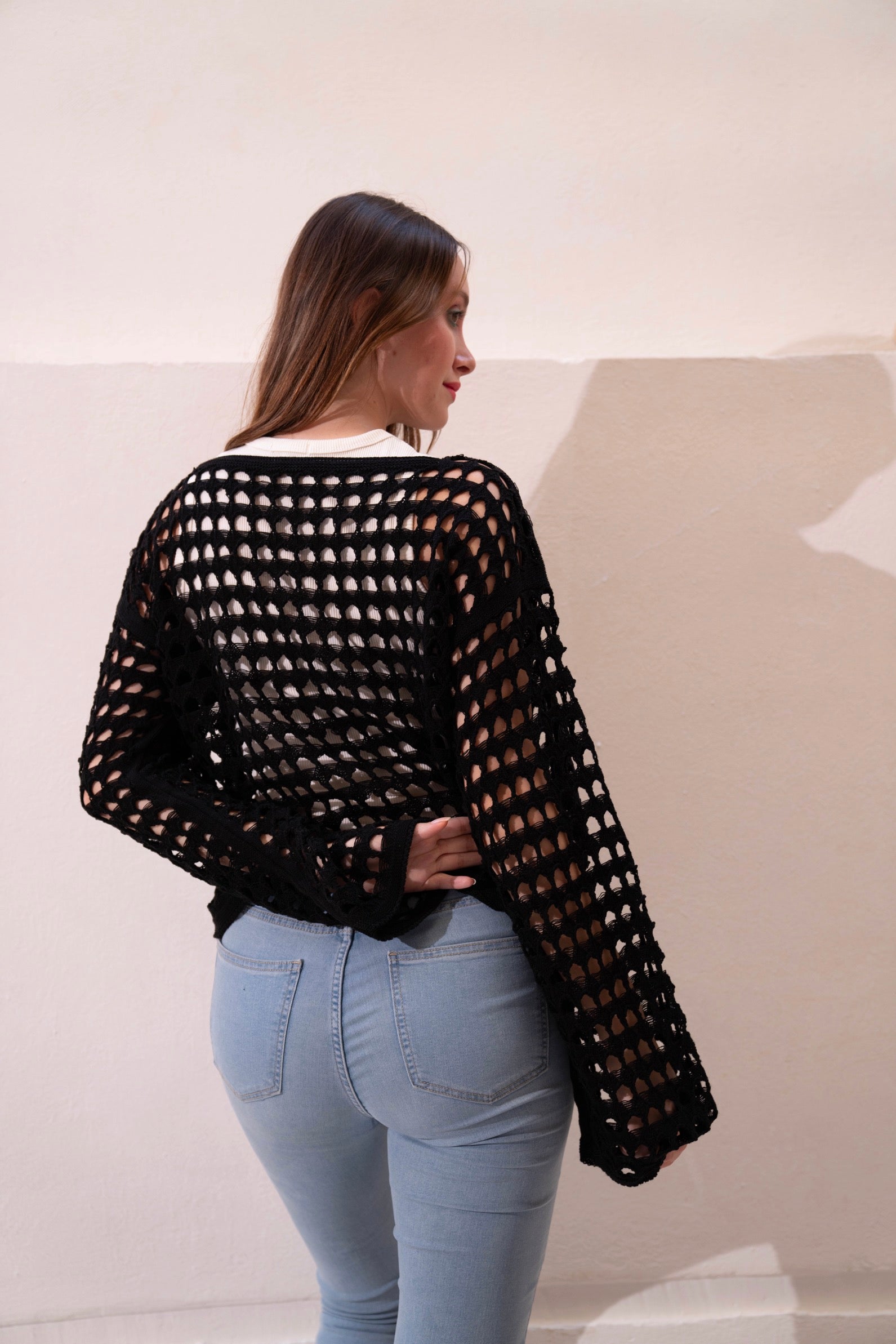 Gumus Black Mesh Blouse