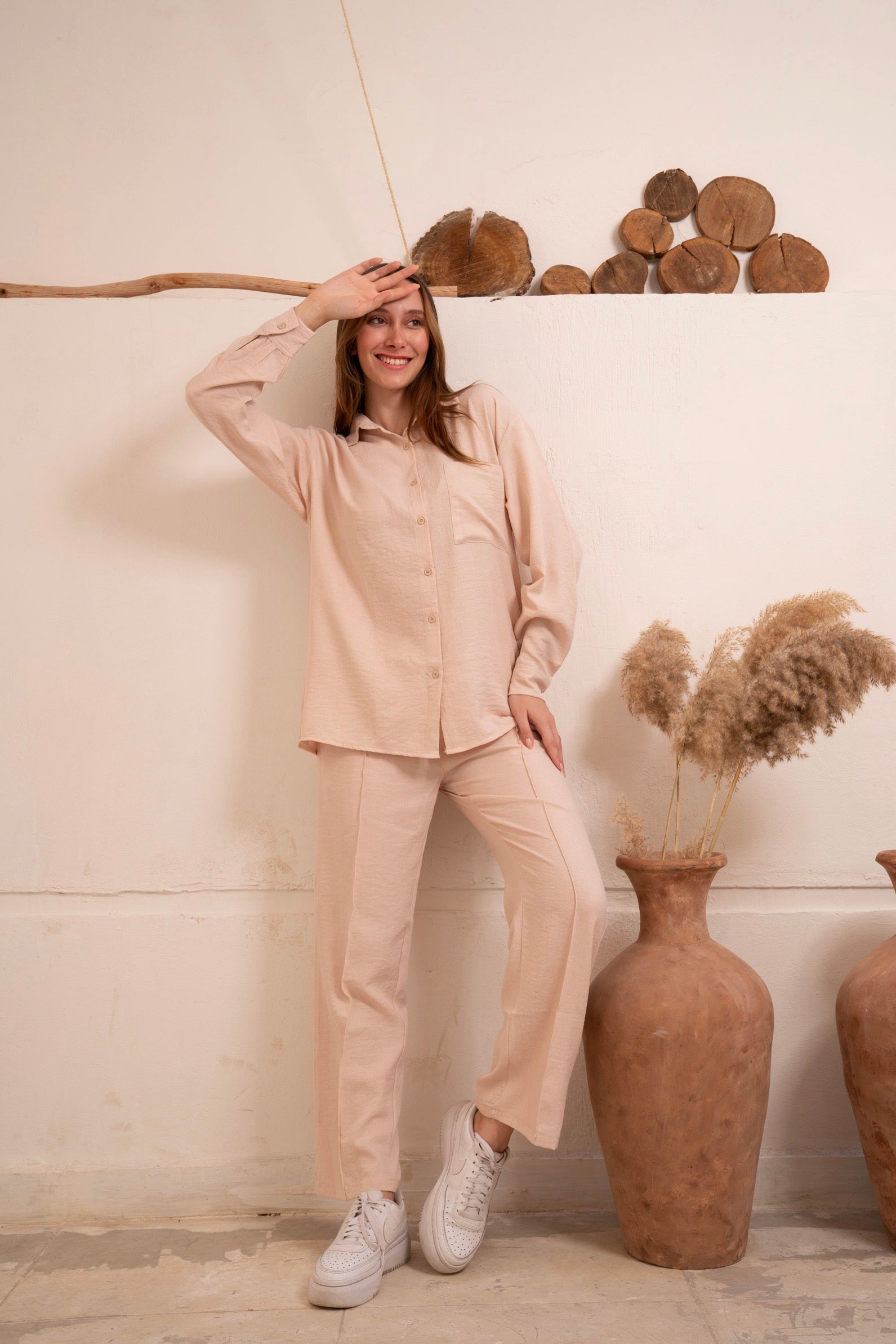 Gumus Linen Beige Suit