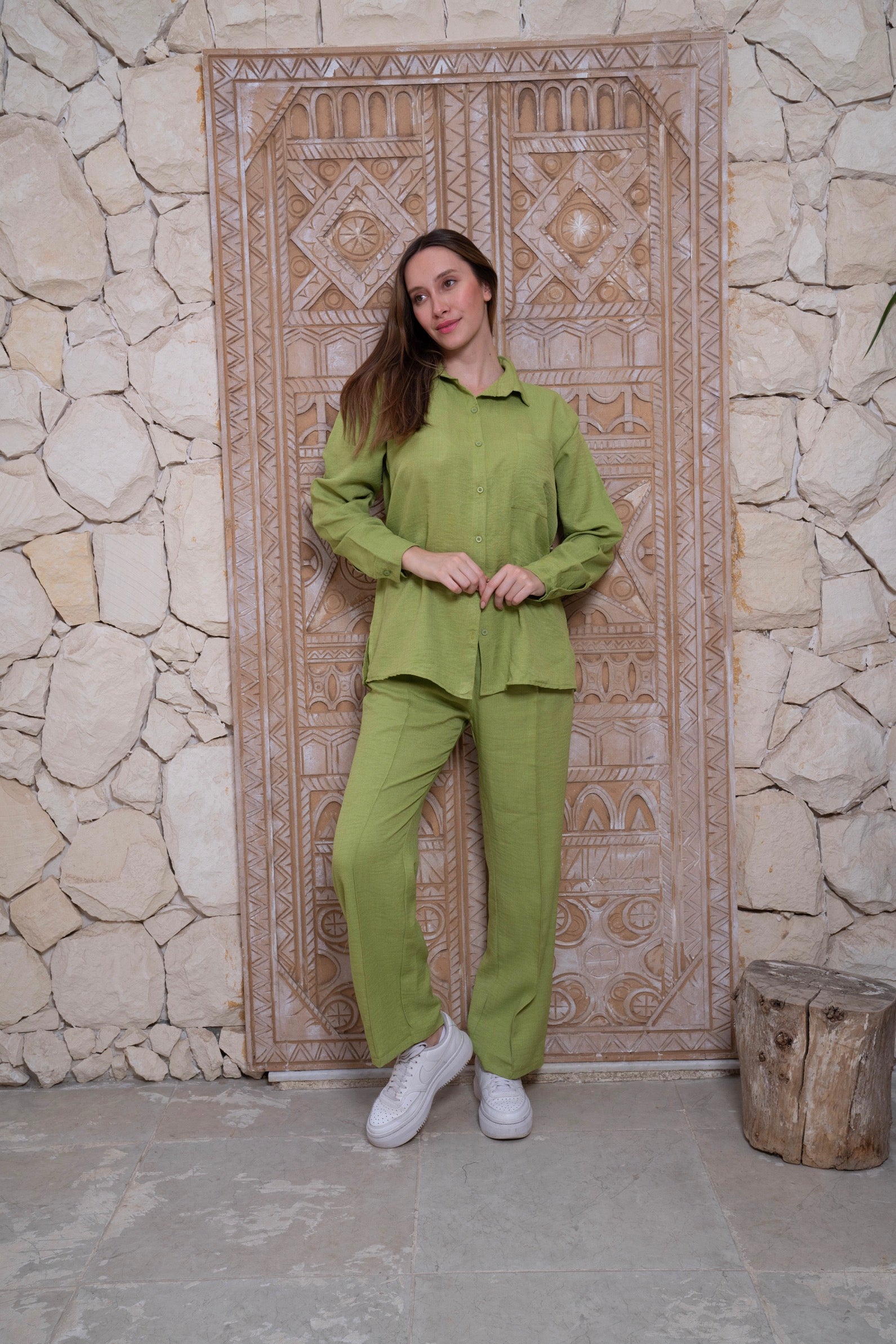 Gumus Linen Green Suit